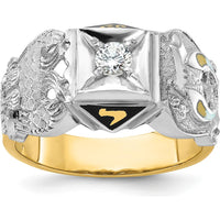 14K Two-Tone Gold Men's Masonic Shriner Ring with 0.2 Carats Diamond and Eagle Motif by IBGoodman