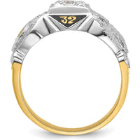 14K Two-Tone Gold Men's Masonic Shriner Ring with 0.2 Carats Diamond and Eagle Motif by IBGoodman