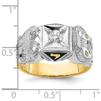 14K Two-Tone Gold Men's Masonic Shriner Ring with 0.2 Carats Diamond and Eagle Motif by IBGoodman