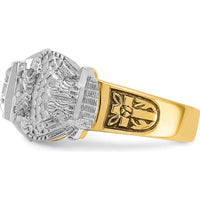 14K Two-Tone Gold Men's Masonic Shriner Ring with 0.2 Carats Diamond and Eagle Motif by IBGoodman