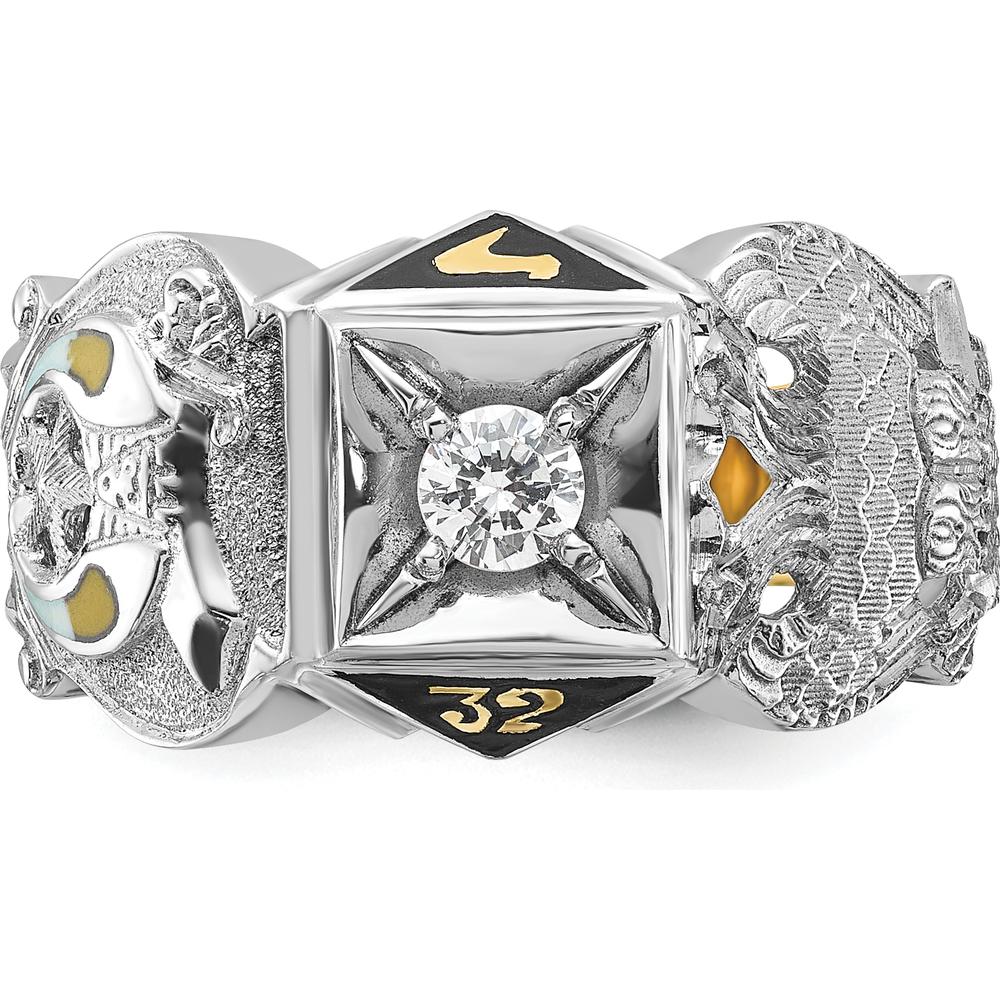 14K Two-Tone Gold Men's Masonic Shriner Ring with 0.2 Carats Diamond and Eagle Motif by IBGoodman