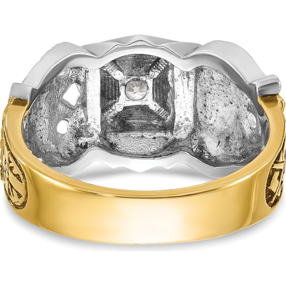 14K Two-Tone Gold Men's Masonic Shriner Ring with 0.2 Carats Diamond and Eagle Motif by IBGoodman