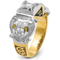 14K Two-Tone Gold Men's Masonic Shriner Ring with 0.2 Carats Diamond and Eagle Motif by IBGoodman