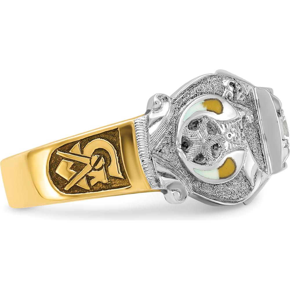 14K Two-Tone Gold Men's Masonic Shriner Ring with 0.2 Carats Diamond and Eagle Motif by IBGoodman