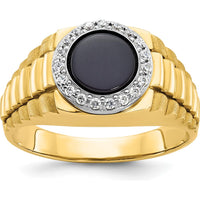 14K Two-Tone Gold Men's Onyx and Diamond Ring - 0.2 Carats Total Diamond Weight by IBGoodman