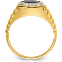 14K Two-Tone Gold Men's Onyx and Diamond Ring - 0.2 Carats Total Diamond Weight by IBGoodman