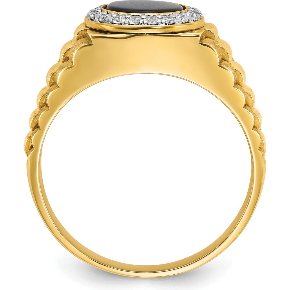 14K Two-Tone Gold Men's Onyx and Diamond Ring - 0.2 Carats Total Diamond Weight by IBGoodman