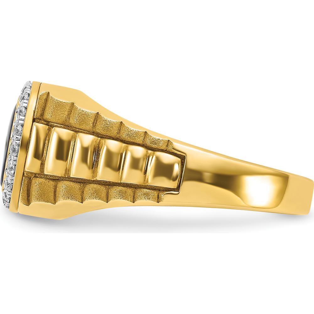14K Two-Tone Gold Men's Onyx and Diamond Ring - 0.2 Carats Total Diamond Weight by IBGoodman