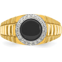 14K Two-Tone Gold Men's Onyx and Diamond Ring - 0.2 Carats Total Diamond Weight by IBGoodman