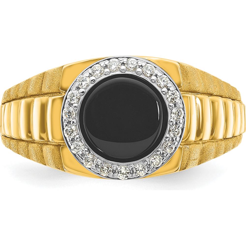 14K Two-Tone Gold Men's Onyx and Diamond Ring - 0.2 Carats Total Diamond Weight by IBGoodman