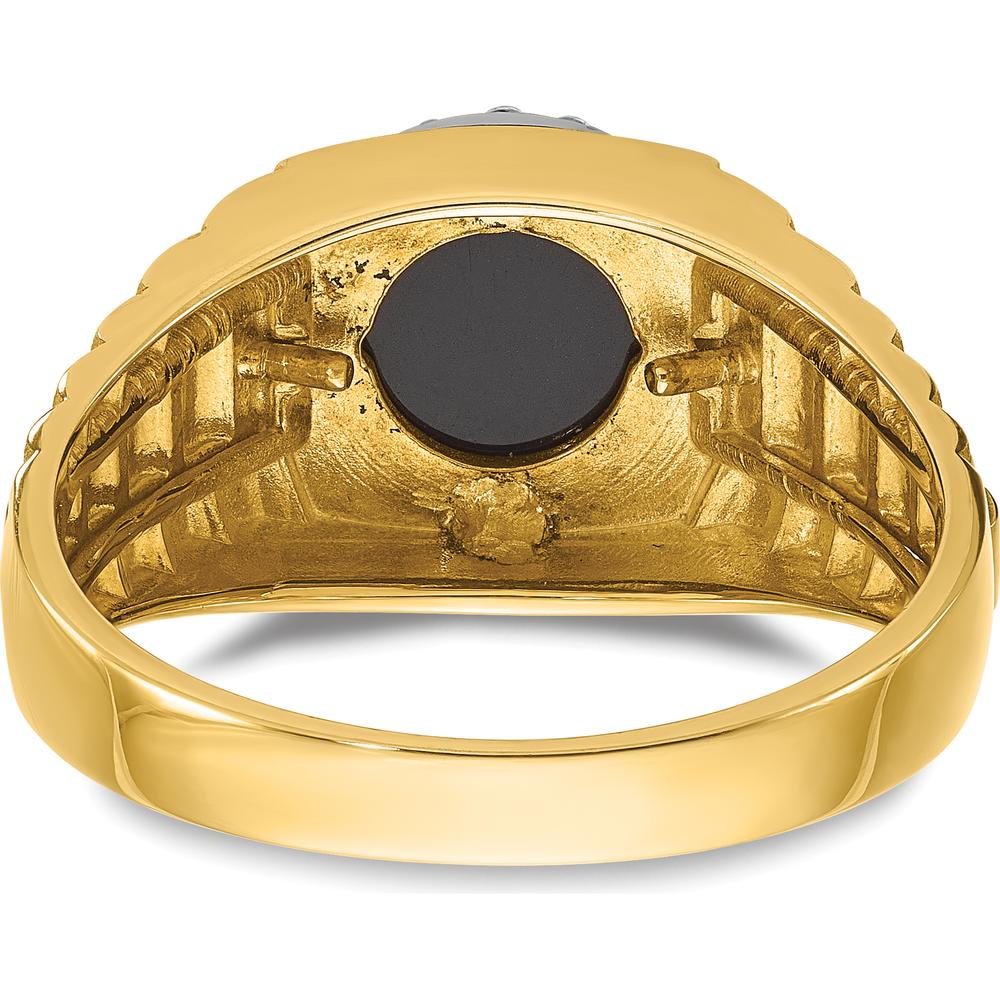 14K Two-Tone Gold Men's Onyx and Diamond Ring - 0.2 Carats Total Diamond Weight by IBGoodman
