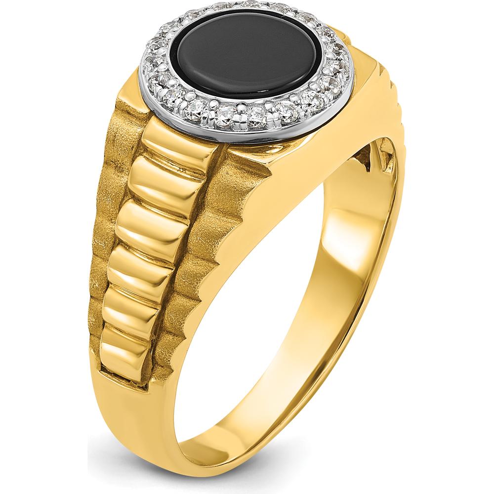 14K Two-Tone Gold Men's Onyx and Diamond Ring - 0.2 Carats Total Diamond Weight by IBGoodman