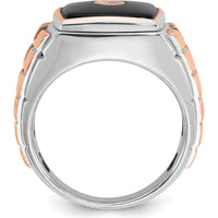 14K Two-Tone Gold Men's Onyx and Round Diamond Ring - 0.103 Carats Total Diamond Weight by IBGoodman