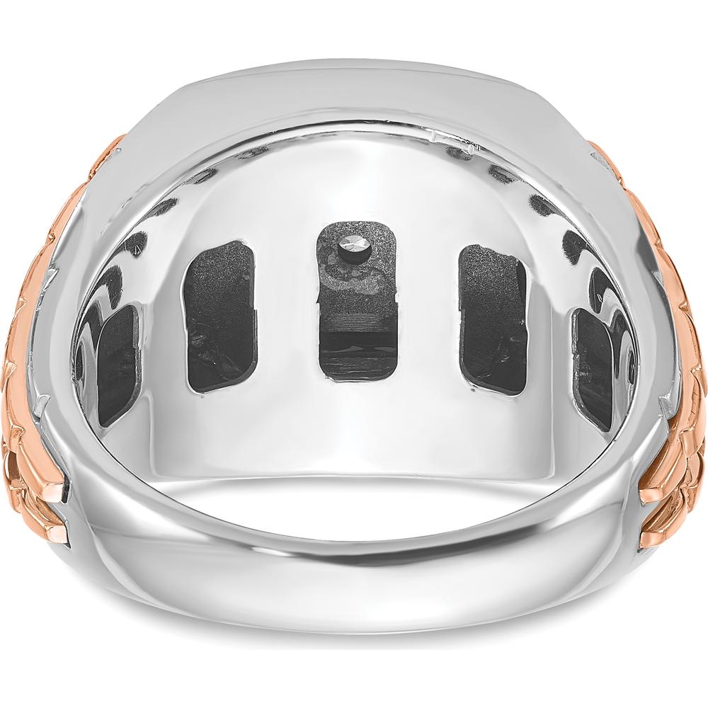14K Two-Tone Gold Men's Onyx and Round Diamond Ring - 0.103 Carats Total Diamond Weight by IBGoodman