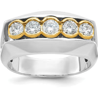 14K Two-Tone Gold Men's Polished 5-Stone Diamond Ring - 1.0 Carats Total Diamond Weight by IBGoodman