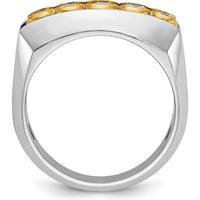 14K Two-Tone Gold Men's Polished 5-Stone Diamond Ring - 1.0 Carats Total Diamond Weight by IBGoodman