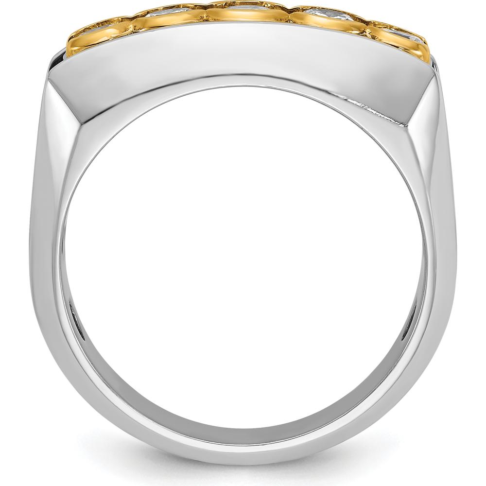 14K Two-Tone Gold Men's Polished 5-Stone Diamond Ring - 1.0 Carats Total Diamond Weight by IBGoodman