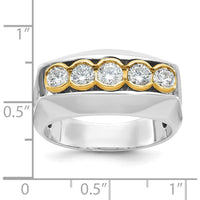 14K Two-Tone Gold Men's Polished 5-Stone Diamond Ring - 1.0 Carats Total Diamond Weight by IBGoodman