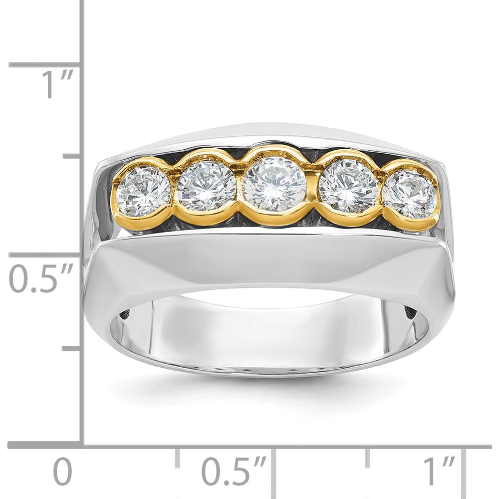 14K Two-Tone Gold Men's Polished 5-Stone Diamond Ring - 1.0 Carats Total Diamond Weight by IBGoodman