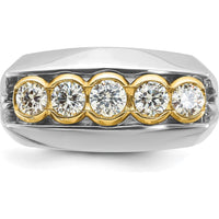 14K Two-Tone Gold Men's Polished 5-Stone Diamond Ring - 1.0 Carats Total Diamond Weight by IBGoodman