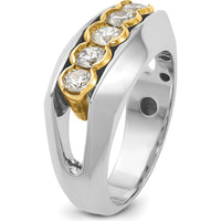 14K Two-Tone Gold Men's Polished 5-Stone Diamond Ring - 1.0 Carats Total Diamond Weight by IBGoodman