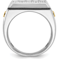 14K Two-Tone Gold Men's Polished and Grooved 5-Row Diamond Cluster Ring with 1.5 Carats Total Diamond Weight by IBGoodman