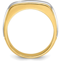 14K Two-Tone Gold Men's Polished and Satin Band with 0.25 Carats Round Diamond by IBGoodman