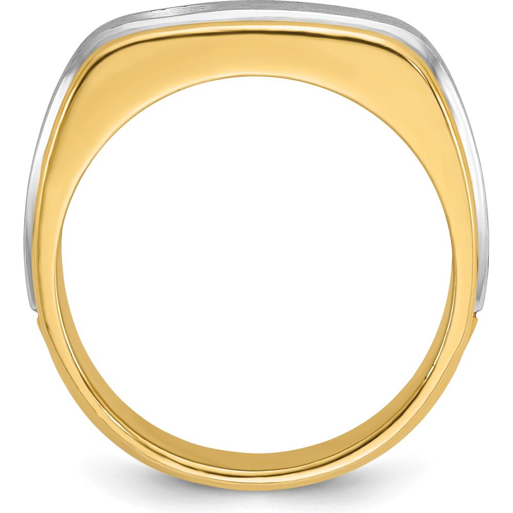 14K Two-Tone Gold Men's Polished and Satin Band with 0.25 Carats Round Diamond by IBGoodman