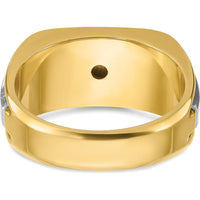 14K Two-Tone Gold Men's Polished and Satin Band with 0.25 Carats Round Diamond by IBGoodman