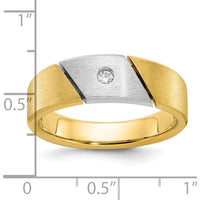 14K Two-Tone Gold Men's Polished and Satin Diamond Ring - 0.05 Carats Total Diamond Weight by IBGoodman