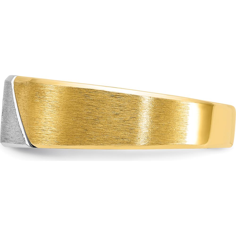 14K Two-Tone Gold Men's Polished and Satin Diamond Ring - 0.05 Carats Total Diamond Weight by IBGoodman