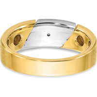 14K Two-Tone Gold Men's Polished and Satin Diamond Ring - 0.05 Carats Total Diamond Weight by IBGoodman