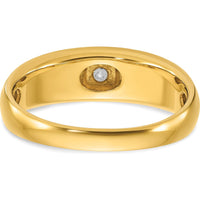 14K Two-Tone Gold Men's Polished and Satin Diamond Ring - 0.103 Carats Total Diamond Weight by IBGoodman