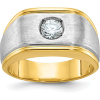 14K Two-Tone Gold Men's Polished and Satin Diamond Ring Mounting with Round Diamond by IBGoodman