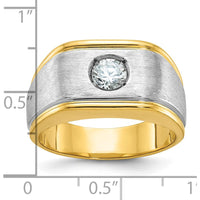 14K Two-Tone Gold Men's Polished and Satin Diamond Ring Mounting with Round Diamond by IBGoodman