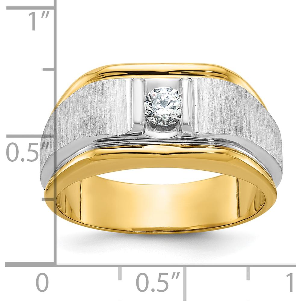 14K Two-Tone Gold Men's Polished and Satin Diamond Ring with 0.25 Carats Round Diamond by IBGoodman