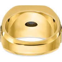 14K Two-Tone Gold Men's Polished and Satin Diamond Ring with 1 Carats Round Faceted Diamond by IBGoodman