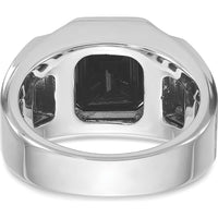 14K Two-Tone Gold Men's Polished and Satin Onyx Ring with Diamond Accents - 1/10 Carats Total Diamond Weight by IBGoodman