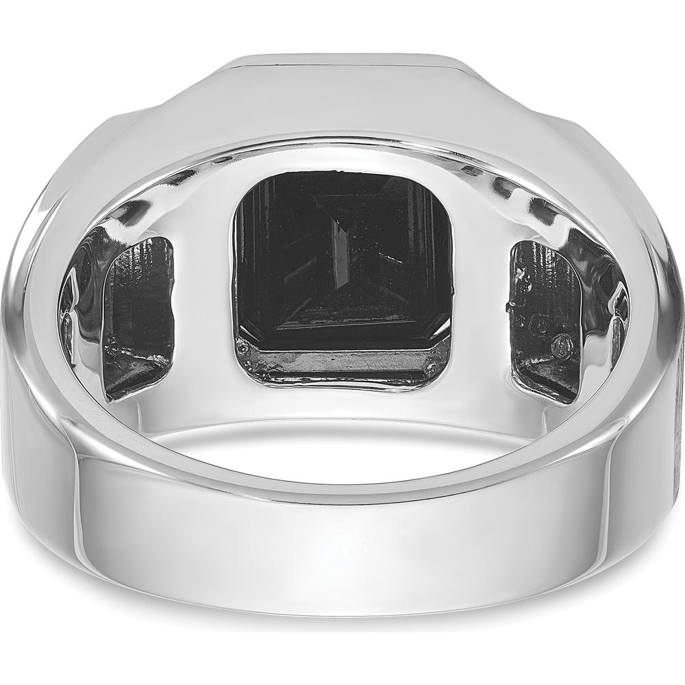 14K Two-Tone Gold Men's Polished and Satin Onyx Ring with Diamond Accents - 1/10 Carats Total Diamond Weight by IBGoodman