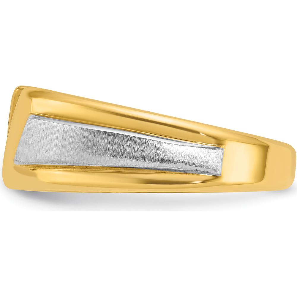 14K Two-Tone Gold Men's Polished and Satin Ring with Three Diamonds - 0.30 Carats Total Diamond Weight by IBGoodman