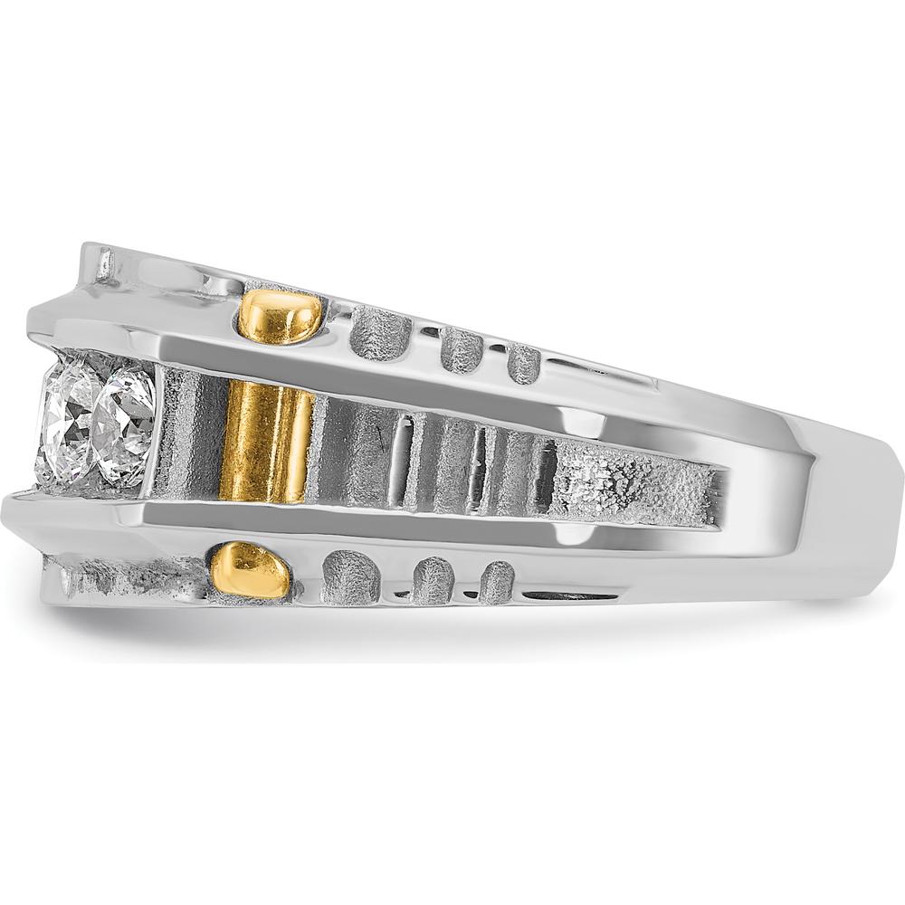 14K Two-Tone Gold Men's Polished and Textured 5-Stone Diamond Ring by IBGoodman