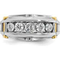 14K Two-Tone Gold Men's Polished and Textured 5-Stone Diamond Ring by IBGoodman