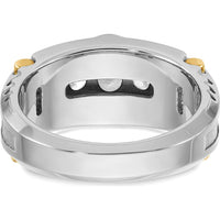 14K Two-Tone Gold Men's Polished and Textured 5-Stone Diamond Ring by IBGoodman