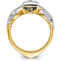 14K Two-Tone Gold Men's Polished and Textured Double Eagle Masonic Shriner's Ring Mounting by IBGoodman