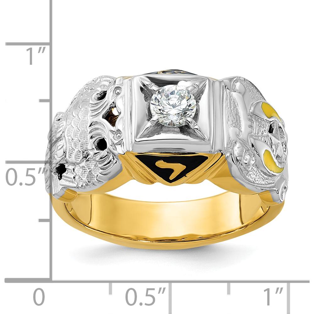 14K Two-Tone Gold Men's Polished and Textured Double Eagle Masonic Shriner's Ring Mounting by IBGoodman