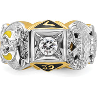 14K Two-Tone Gold Men's Polished and Textured Double Eagle Masonic Shriner's Ring Mounting by IBGoodman