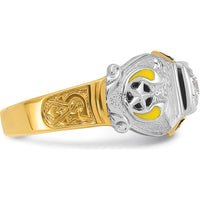 14K Two-Tone Gold Men's Polished and Textured Double Eagle Masonic Shriner's Ring Mounting by IBGoodman