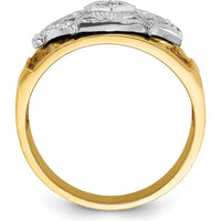 14K Two-Tone Gold Men's Polished and Textured Masonic Ring Mounting