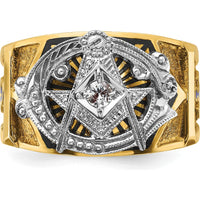 14K Two-Tone Gold Men's Polished and Textured Masonic Ring Mounting