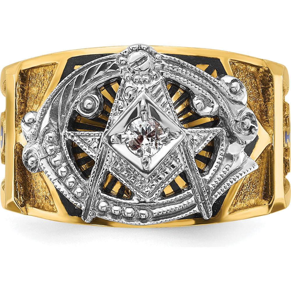 14K Two-Tone Gold Men's Polished and Textured Masonic Ring Mounting